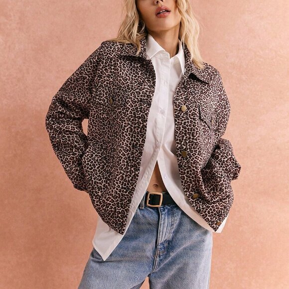 Casual Women's Leopard Print Coat Jacket - Picture 1 of 7